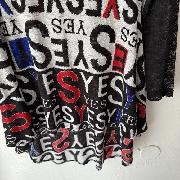 Mishca Dress Y2k City Small Black White‎ Red Long Sleeve Lace Yes Print Dress - Picture 3 of 9